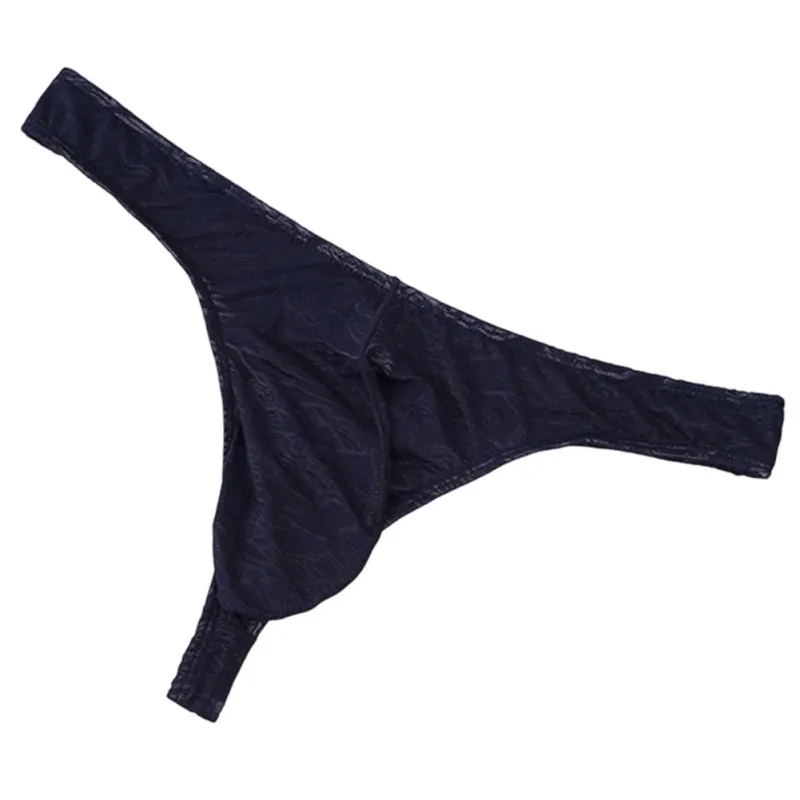 Men Lace Jacquard G-string Underwear High Stretchy Large Pouch Thong Panties Sexy Gays Erotic T-back Underpants