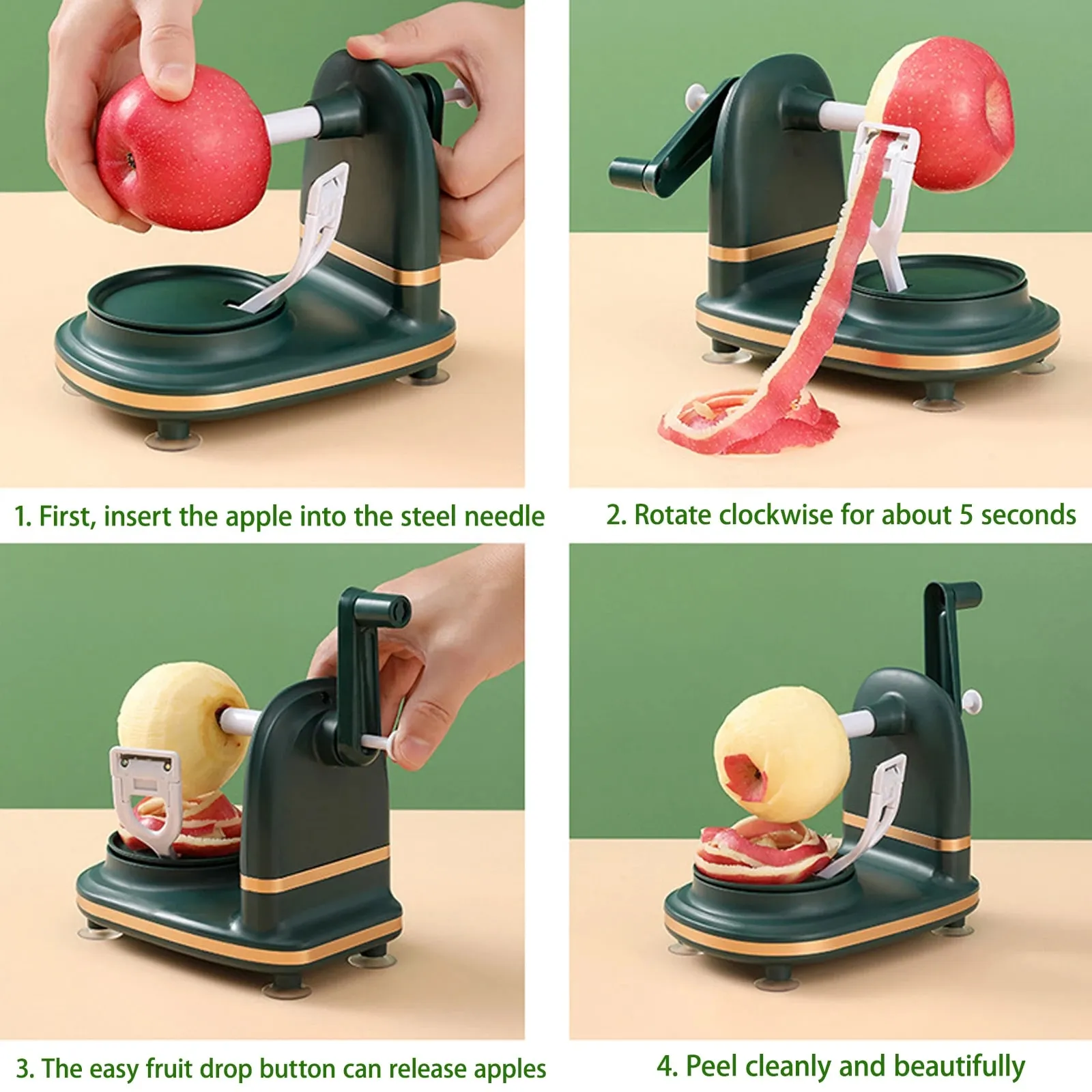 3-in-1Hand-cranked Rotating Fruit/Vegetable Peeler Stainless Steel Blades Apple Cutter Pambahay Pagbabalat Machine Mga Gadget sa Kusina