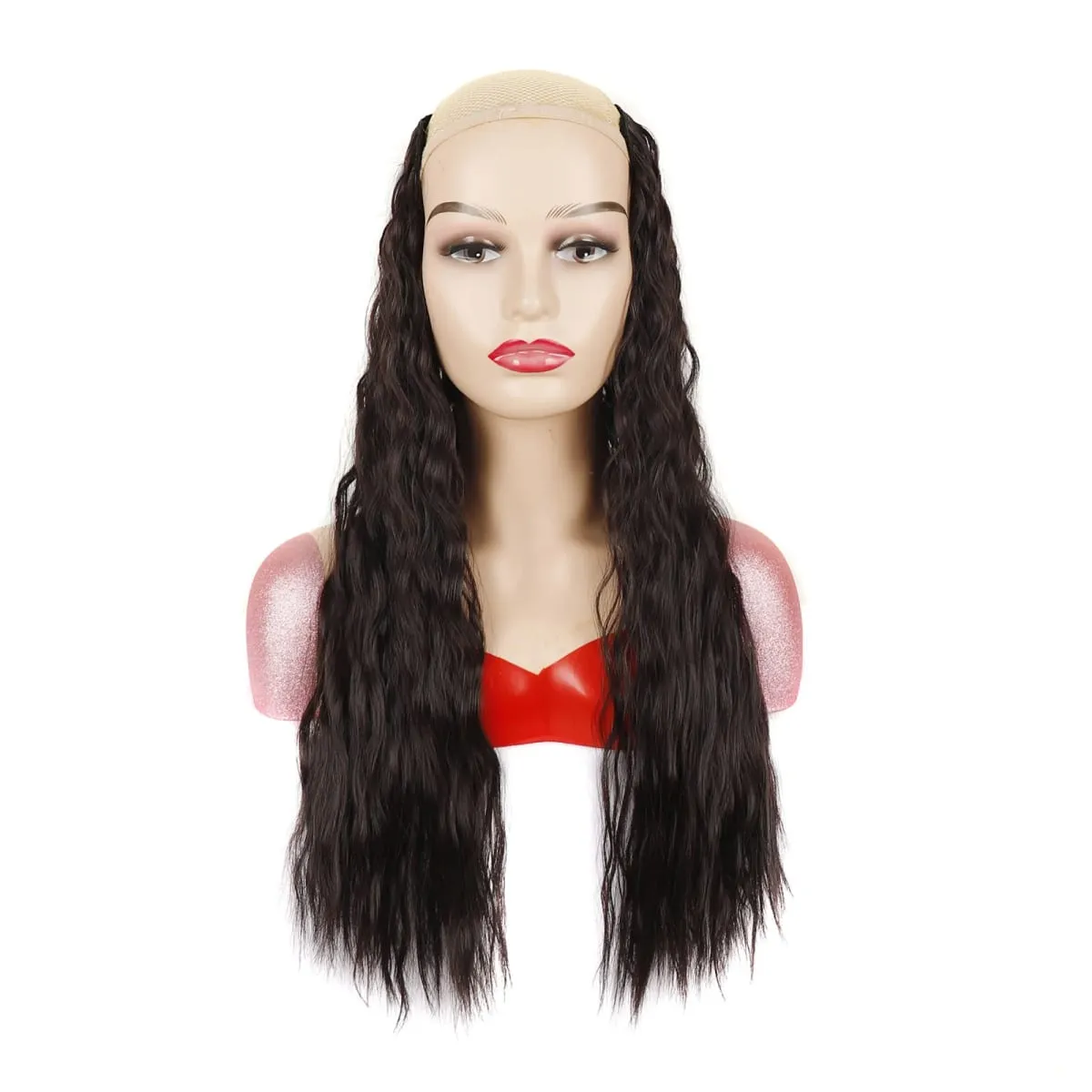 Synthetic Curly Hair Extensions Clip in One Piece 4Clips Deep Wave Long Hairpieces for Women Daily Use Party Hair Accessory