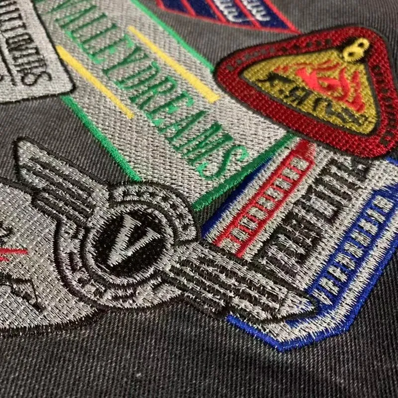 New Y2K Colorful Rhinestone VALLEY Embroidery Patch Label Denim Shorts Jorts Men Women High Quality Loose Straight Short Jeans — image 7