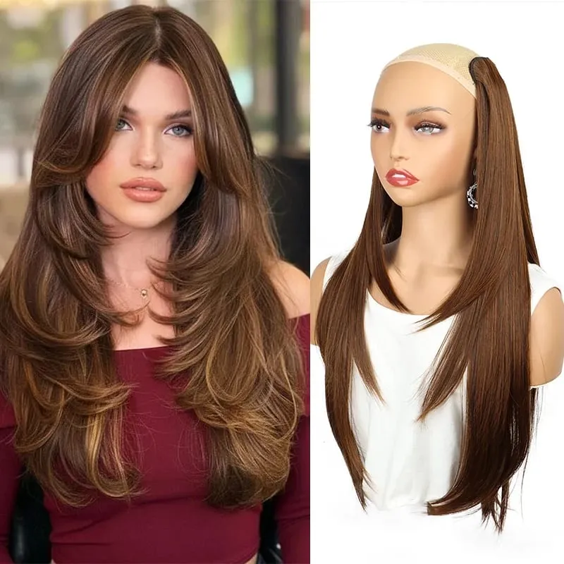 22 inch Synthetic One-Piece Hair Extensions | Inward-Curled Ends | BB Clips Easy Wear No Damage | Instant Volume & Length — image 10