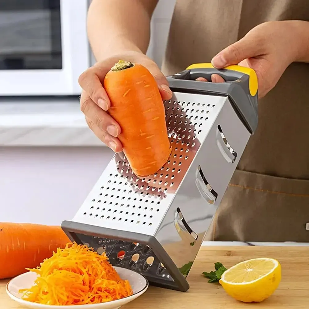 4-Sided Boxed Grater Sturdy Vegetable Peeling Tool Silver Color Multi-face Grater