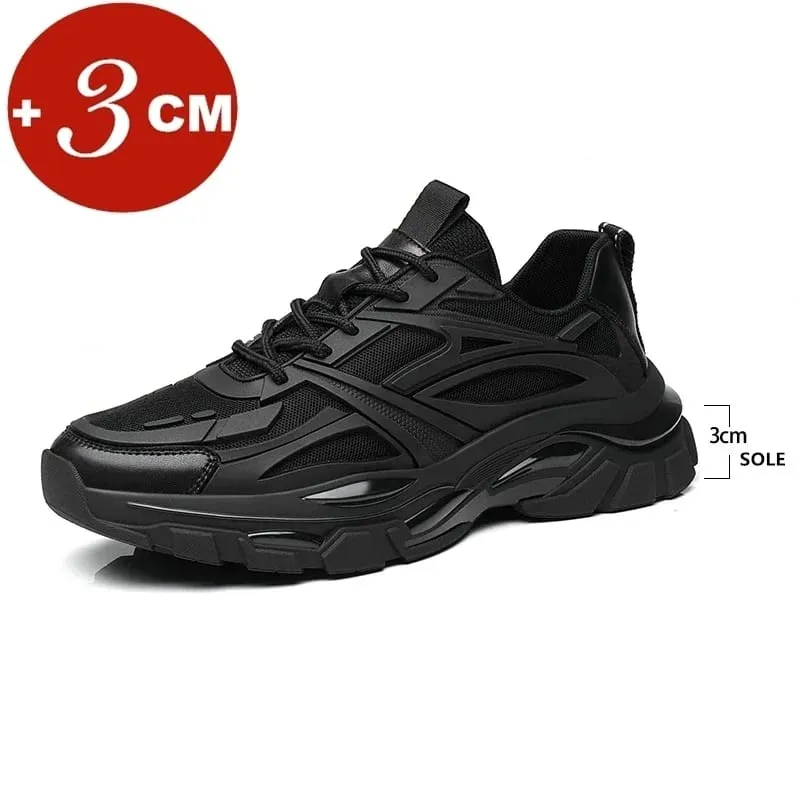 Four Seasons Thick and height-increasing sports shoes men's genuine leather mesh casual men's shoes trendy shoes