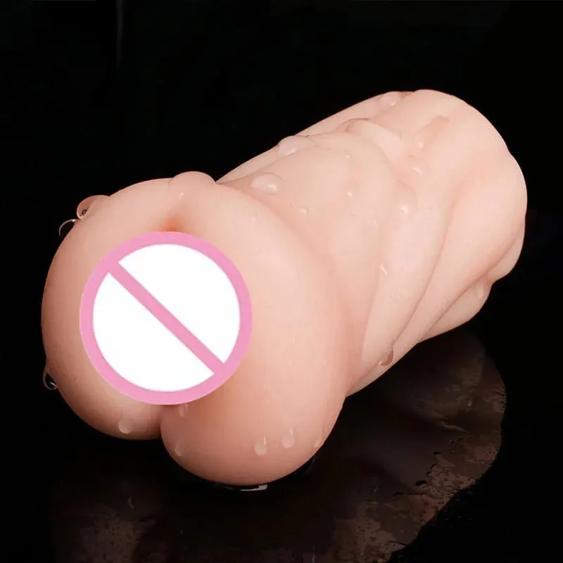 Soft TPE Aircraft Cup Male Stroker with Oral Vaginal Anal Textures Realistic Pocket Pussy Training Sex Toy for Men