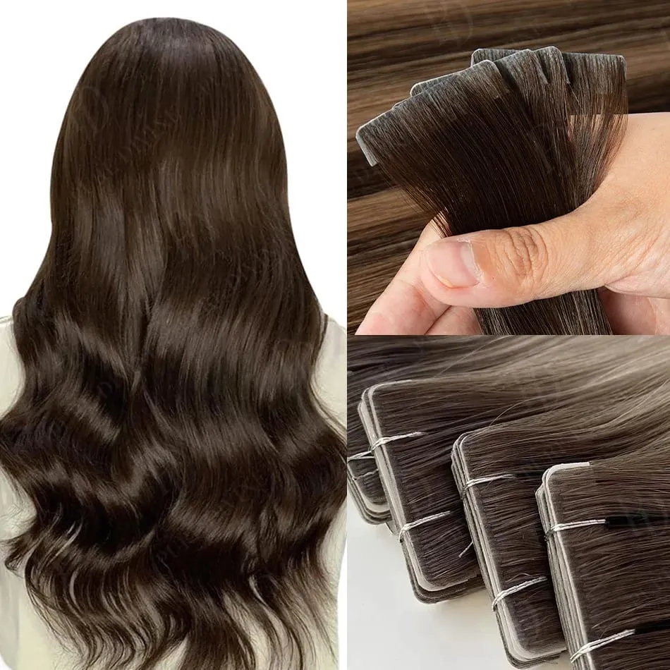 Invisible Tape In Hair Extensions Real Human Hair Seamless PU Skin Weft Human Hair Tape Ins 2.5g/pc 50g/set 22 24 Inches — image 1