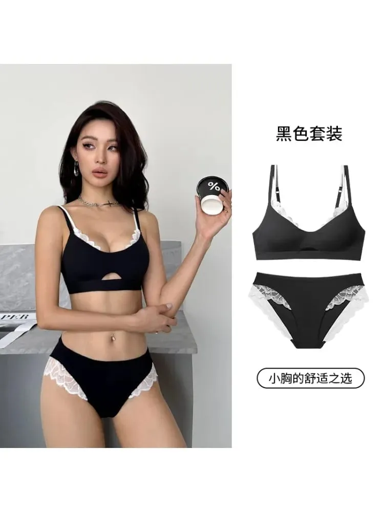 Sexy Push Up Sports Bra & Panties Set Wireless T-shirt Bra for Large Small Bust Plus Size Anti Sagging Seamless Workout Bralette — image 1