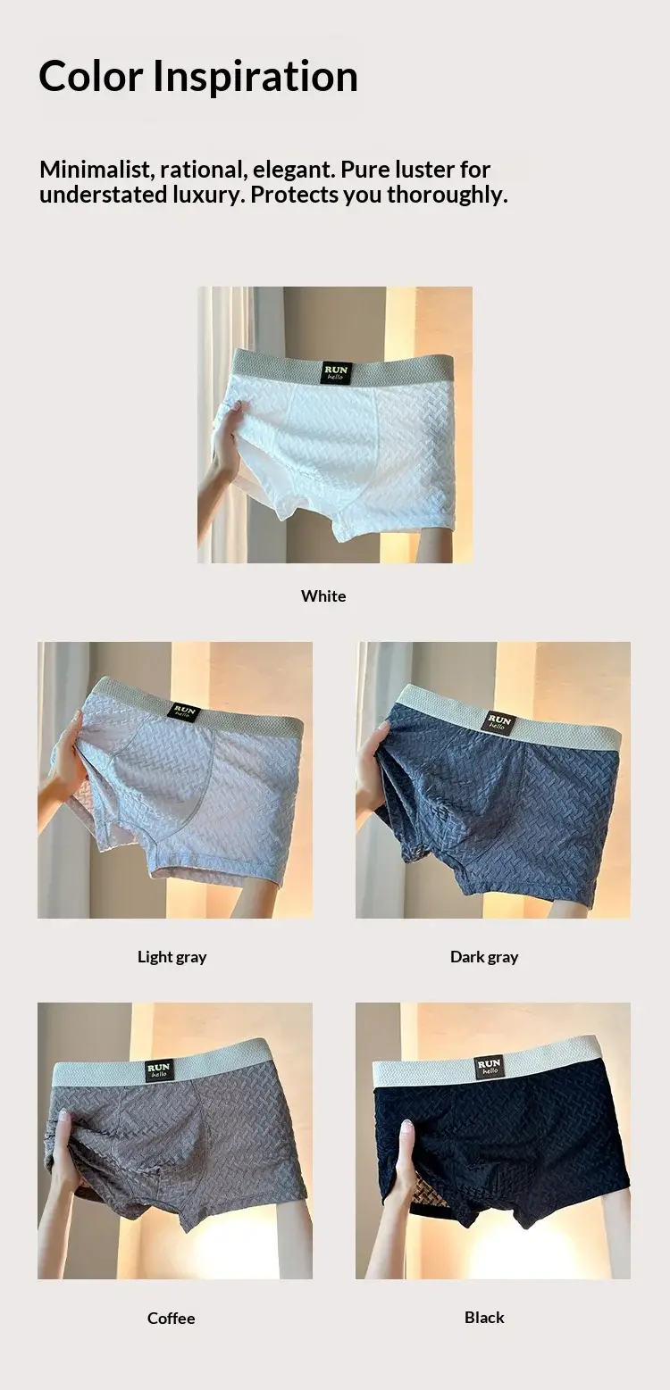 Men's Ice-Silk Jacquard Boxer Briefs: Cooling, Breathable, Mid-Rise, Boxer Shorts—comfortable and Simple Style for Young Men — image 12