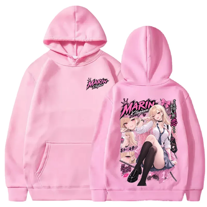 Trendy Anime Marin My‑Dress‑Up Darling Hoodies Harajuku Streetwear Long Sleeve Casual Fleece Hooded Pullover Men Women Clothing — image 3