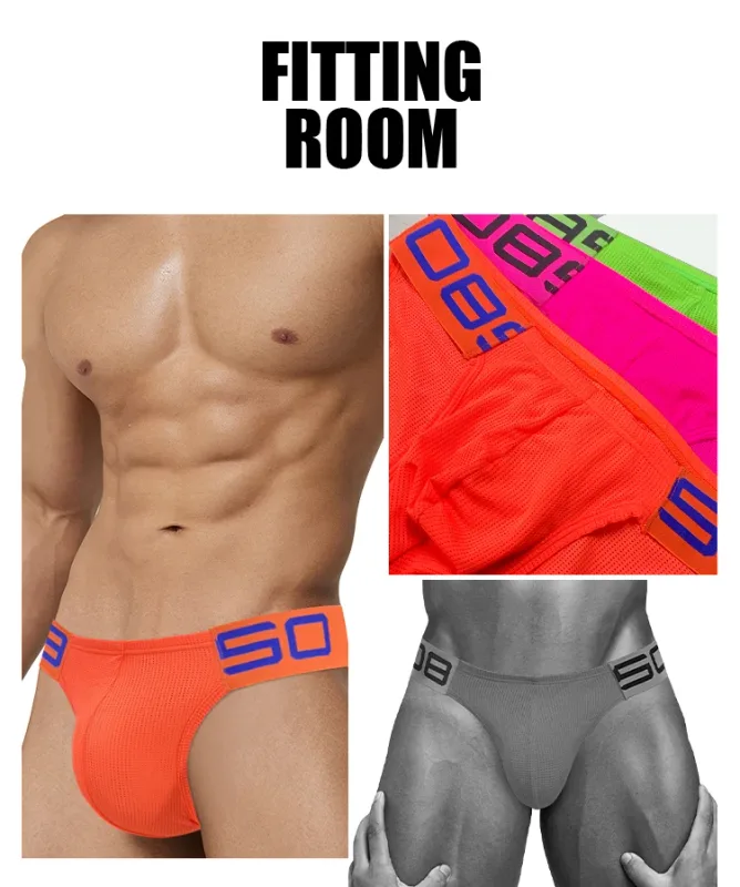 Cuecas masculinas de mistura de nylon, cuecas respiráveis com letras de chifre em relevo, cintura elástica larga, cor fluorescente, roupa íntima sexy — image 10