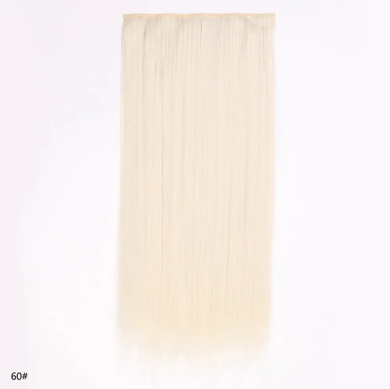 Hairpiece 5-Clips One Piece Clip-In Hair Extension Long Straight Hair Voluminous Natural Soft Synthetic Hair for Women Daily Use