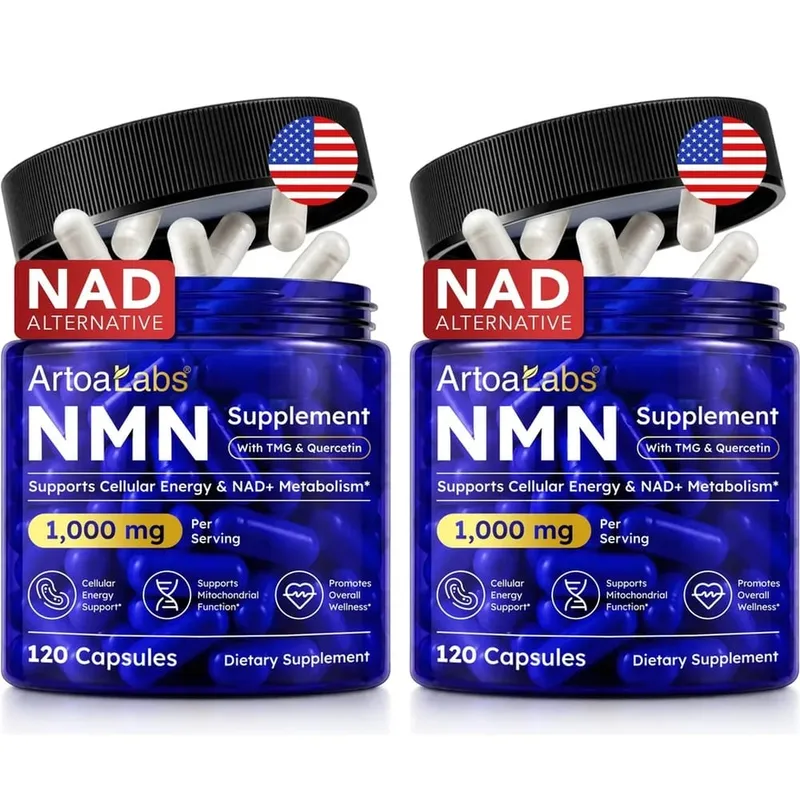 ArtoaLabs NMN Capsules 1000mg with TMG & Quercetin Supports Anti Aging DNA Repair NAD+ Metabolism Cellular Energy | 120 Count