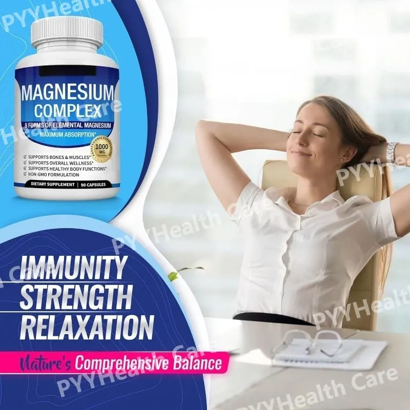 Magnesium Complex with Glycinate Citrate Malate Multiple Magnesium Forms 1000mg Daily Mineral Supplement Capsules