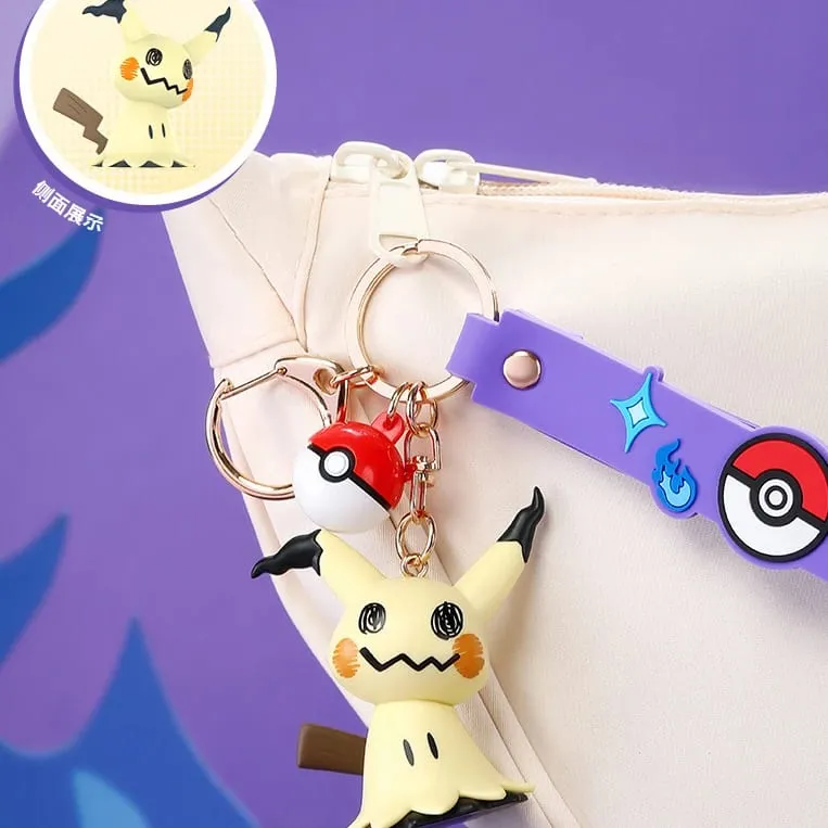 Ægte Pokemon Pikachu nøglering Gengar Morpeko Cubone Snorlax Mimikyu Anime Action Figur Legetøj Nøglering Duftvedhæng Gave