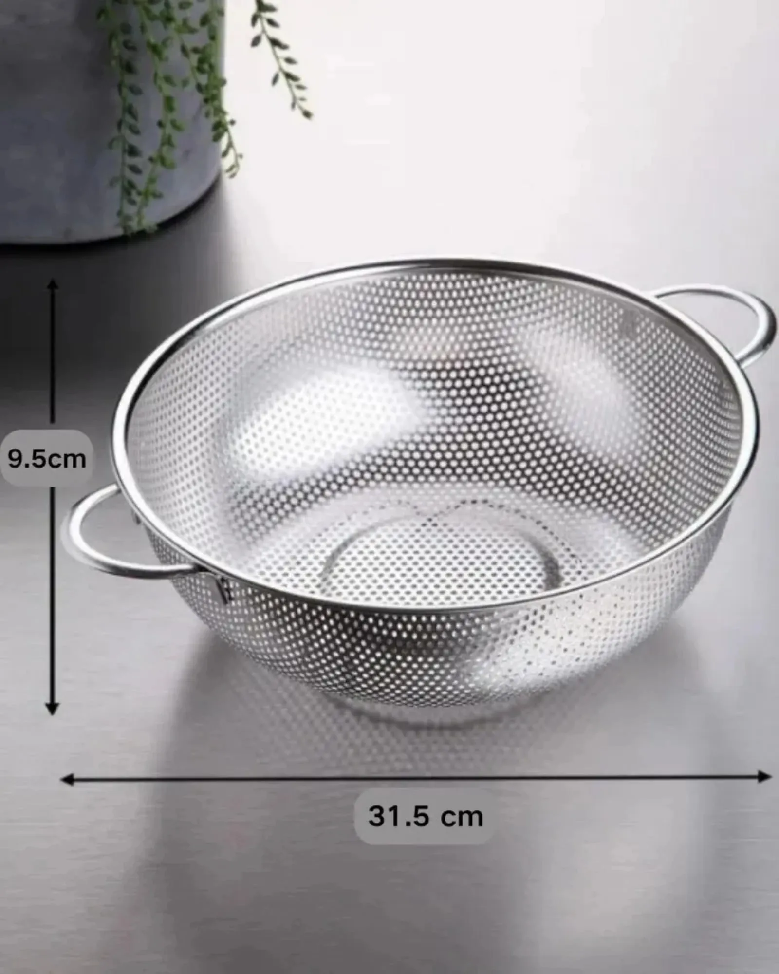 16/19/22/31CM All Purpose Stainless Steel Fine Mesh Strainer Net Baskets with Handles Resting Base Colander Set Kitchen Supplies