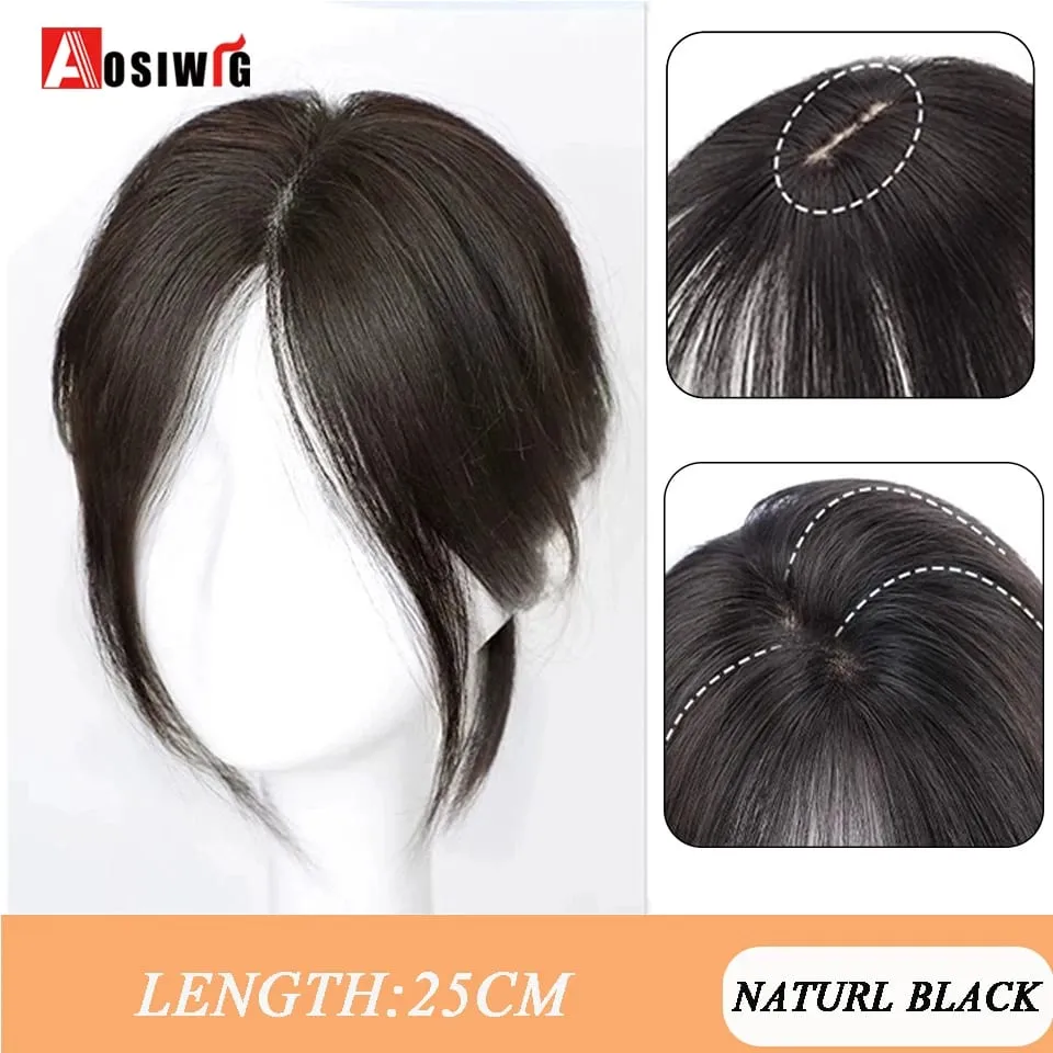 Synthetic Topper Hairpiece Clip-In Bangs Extension Natural Neat Fake Fringe Topper Hairpiece Invisible Clourse Hairpieces