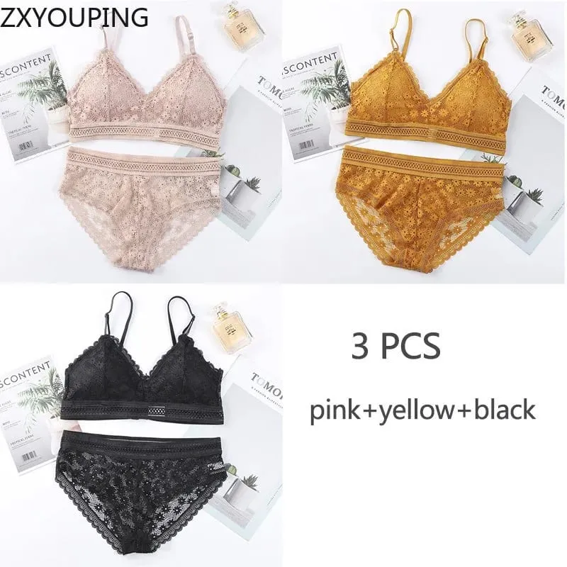 Σετ Σουτιέν 3 τεμαχίων Σέξι δαντέλα Beauty back κοστούμι Εσώρουχα Συγκεντρώστε απρόσκοπτη γυναικεία εσώρουχα Εσώρουχα Άνετα εσώρουχα — image 9