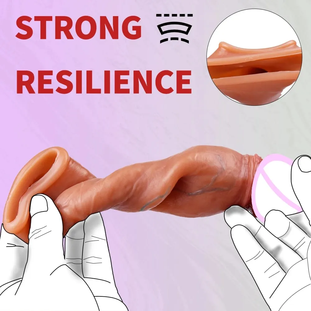 Fondina in silicone sottile con custodia per pene riutilizzabile realistica con estensore per l'ingrandimento del pene con anello anti-scatto per l'eiaculazione ritardata degli uomini