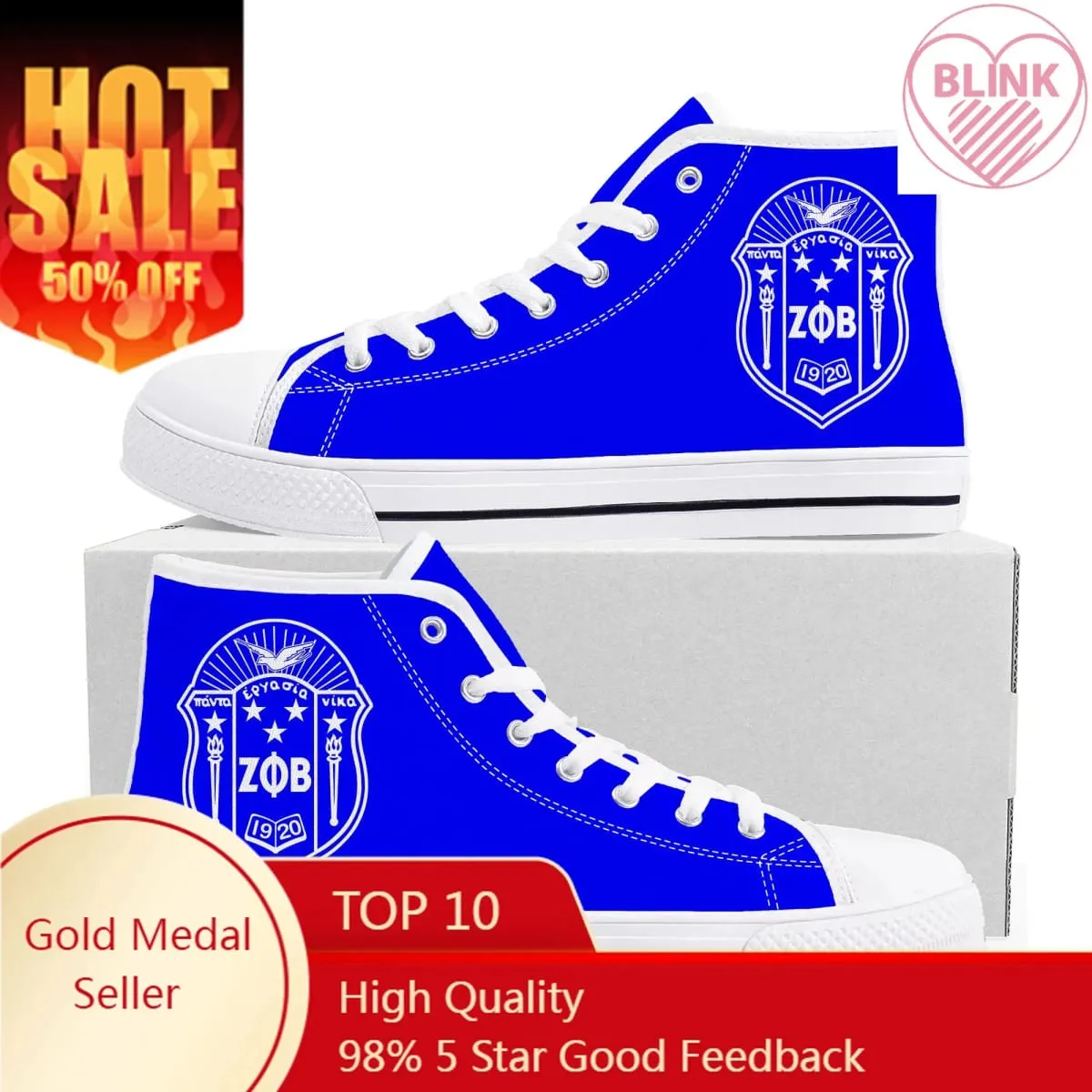 zeta Sorority ZPB 1920 High Top Sneakers phi beta Mens Womens Teenager Canvas Sneaker Casual Custom Made Shoes Customize Shoe — image 2