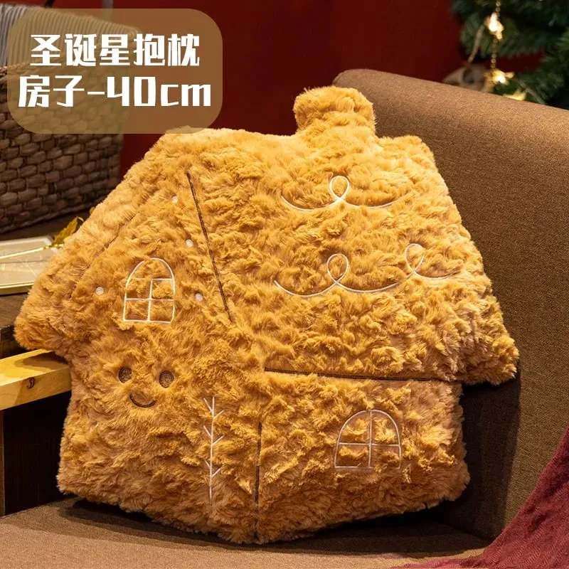 Christmas Plush Pillow Cute Santa Snowflake Gingerbread House Wreath Stuffed Cushion Soft Fluffy Home Decor Xmas Gift — image 11