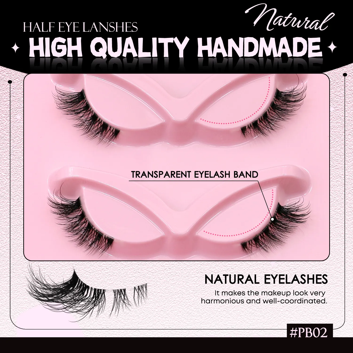Half Lashes Cat Eye Eyelashes Natural Look Wispy False Lashes Faux Mink Lashes Clear Band Natural Fake Lashes Makeup