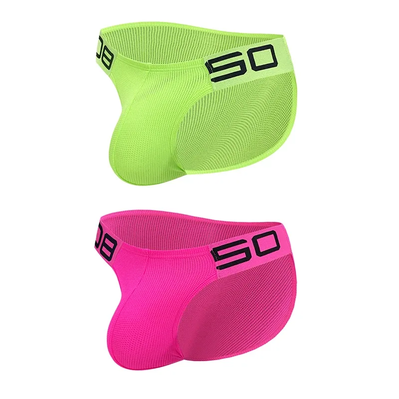 Cuecas masculinas de mistura de nylon, cuecas respiráveis com letras de chifre em relevo, cintura elástica larga, cor fluorescente, roupa íntima sexy — image 28