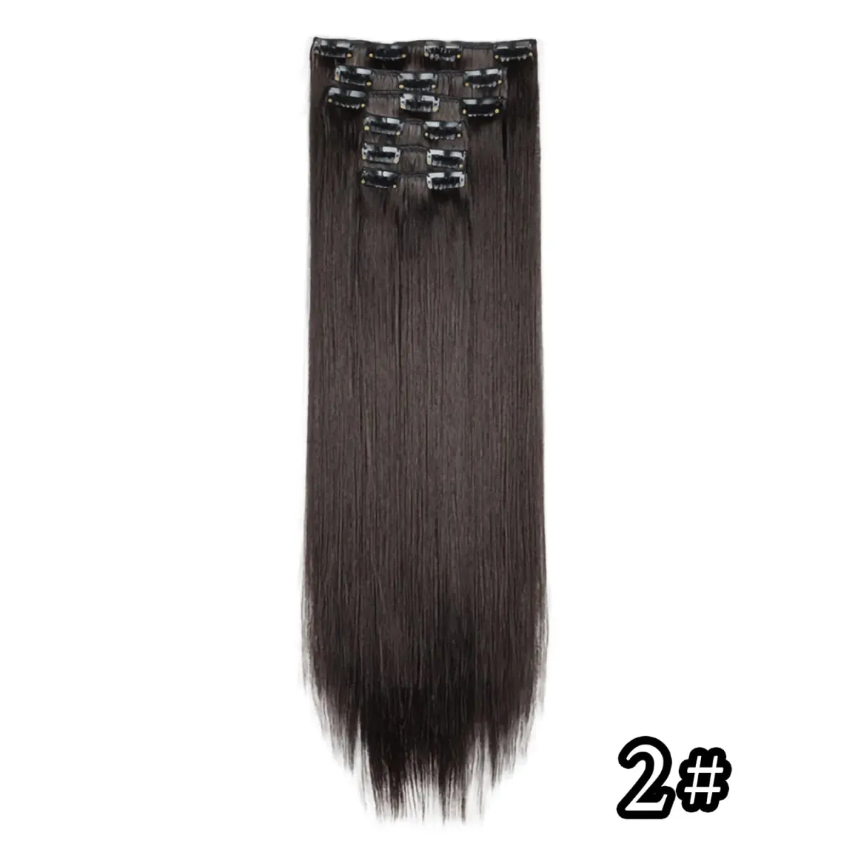 24 Inch Synthetic Clip in Hair Extensions Long Straight Heat Resistant Fiber Hairpiece for Party Cosplay Daily Wear Blonde Black