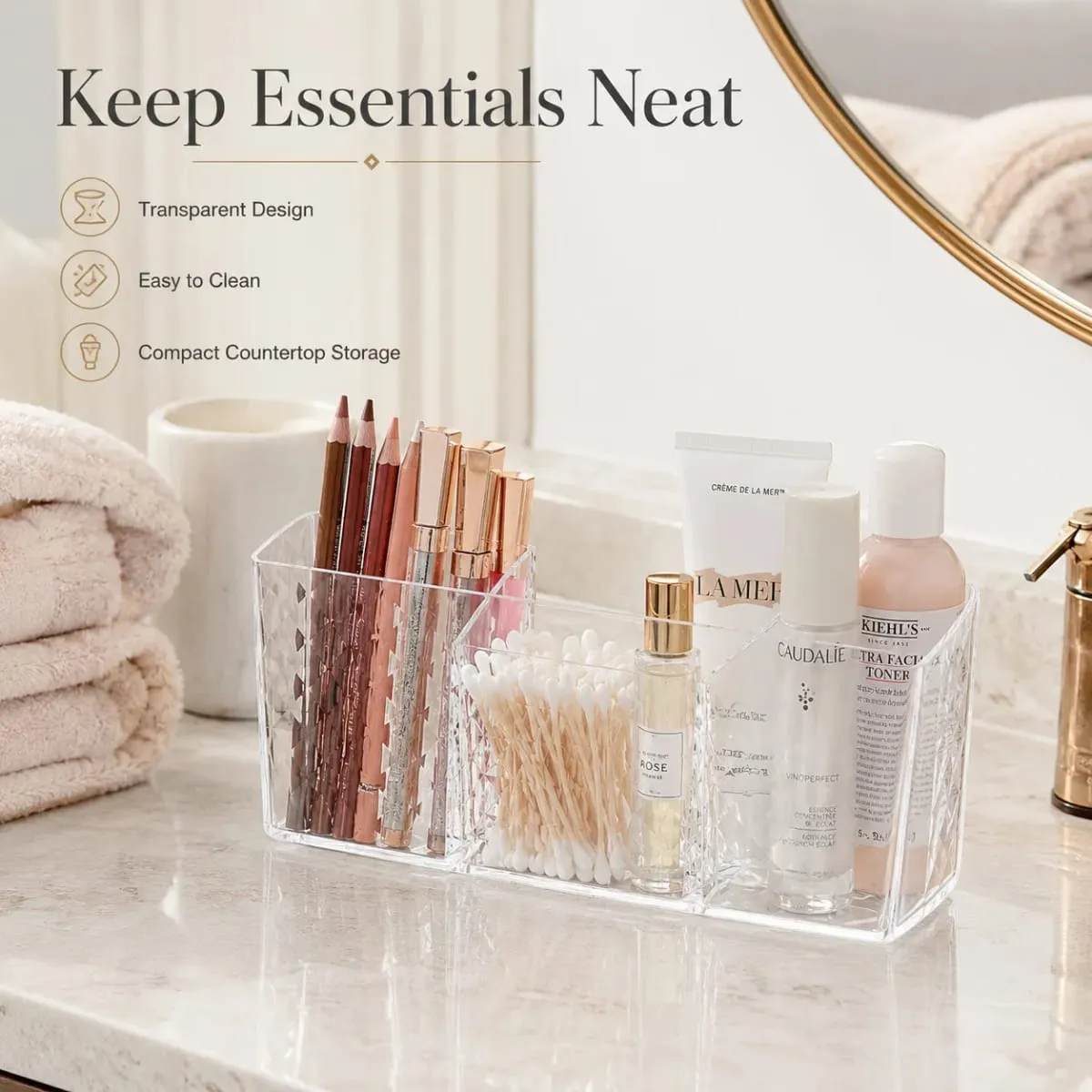 Layered Cosmetic Display Box Desktop Organizer with Compartments for Jewelry Makeup Brushes and Cosmetics — image 3