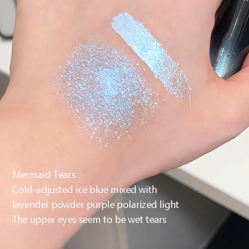 Glitter Liquid Eyeshadow Holographic Shimmer Ice Blue Pink Quick-drying Wet Look Tears Highlight Eye Makeup Non-flying powder — image 5
