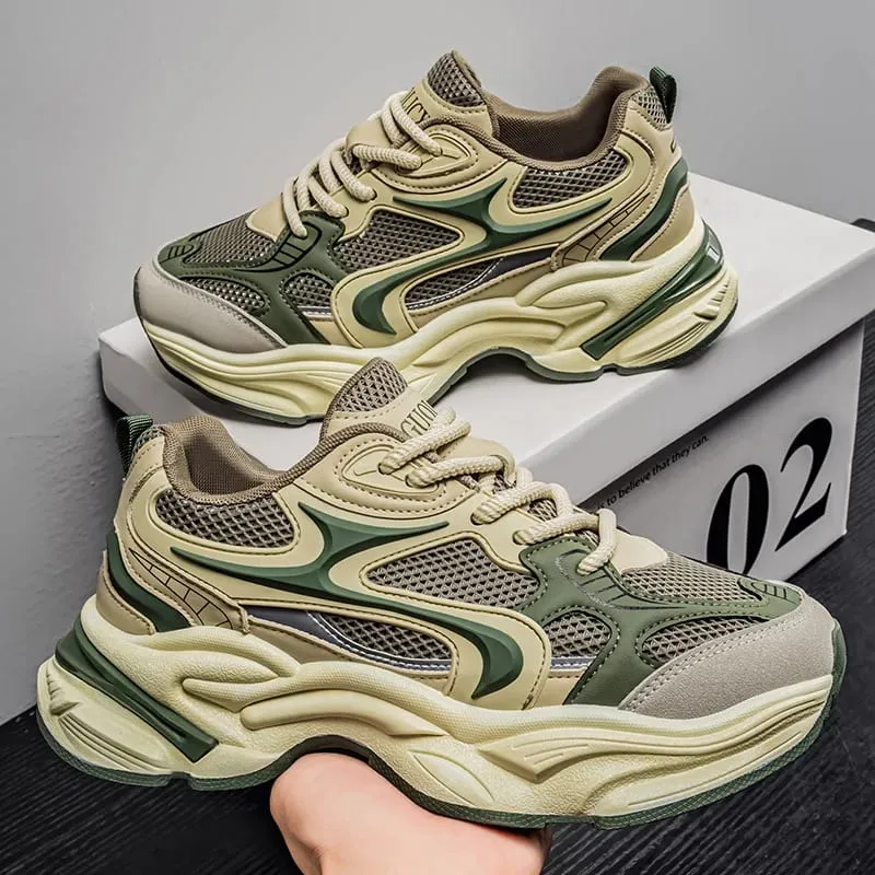 Men's Chunky Sneakers Breathable Mesh Running Shoes Thick Sole Non-slip Casual Sports Shoes — image 1