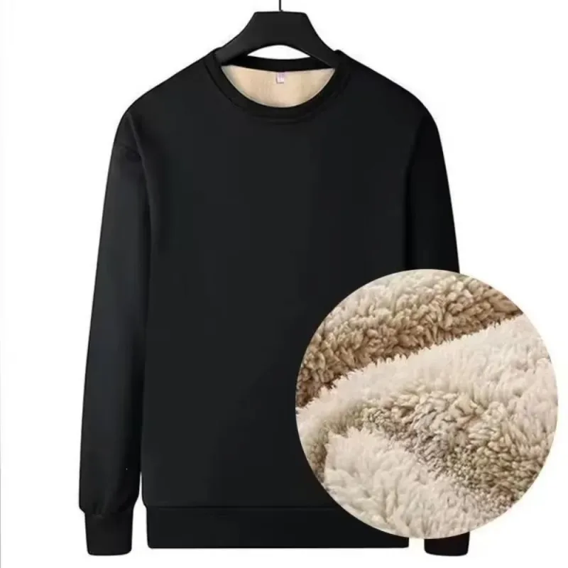 Lamb Fleece Lined Fleece Lined Sweatshirt Thick Warm Thermal Loose Fit Long Sleeve Sweatshirt Autumn Winter Weight