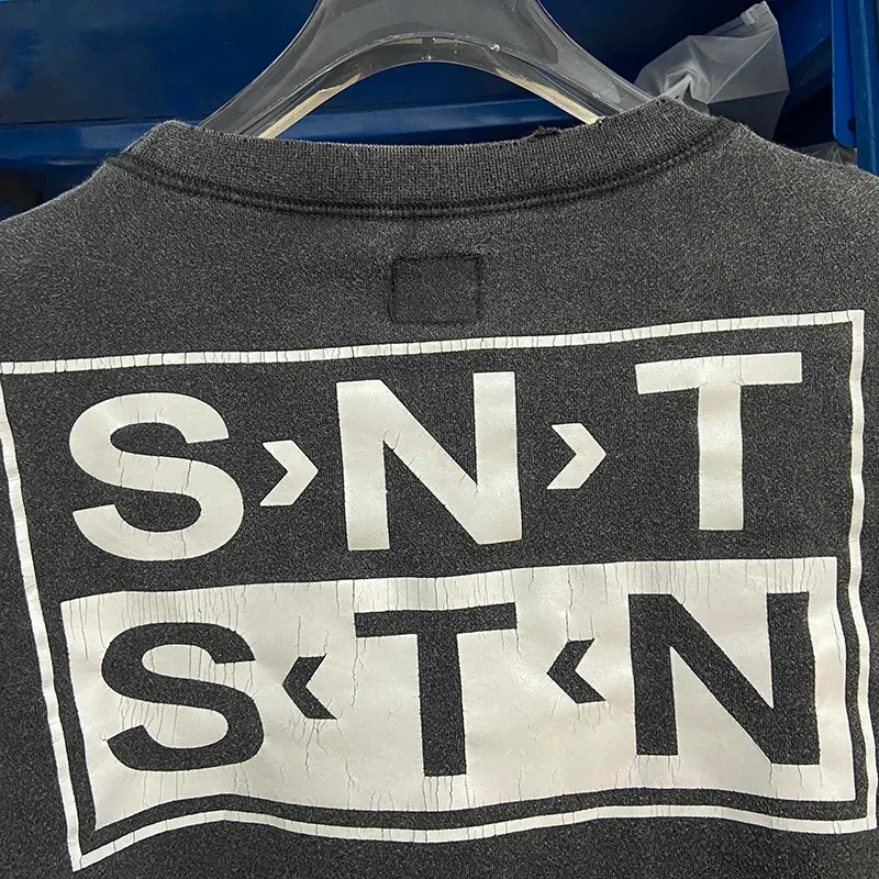 Autumn Winter Classic Overlapping Logo Print Saint Sweatshirts Men Women Couple Colorful Letters Graffiti Washed Black Pullovers — image 41