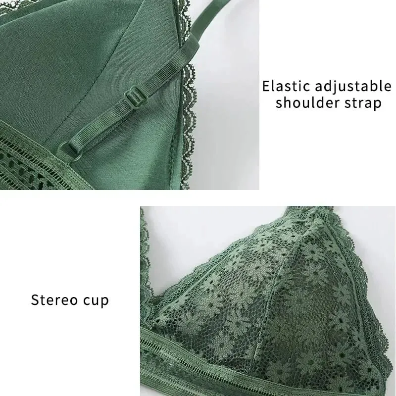 Women's Lace Bra Sets Seamless Underwear Backless Vest Sexy Padded Bralette Lingerie Ultrathin Bra & Brief Sets Female Intimates