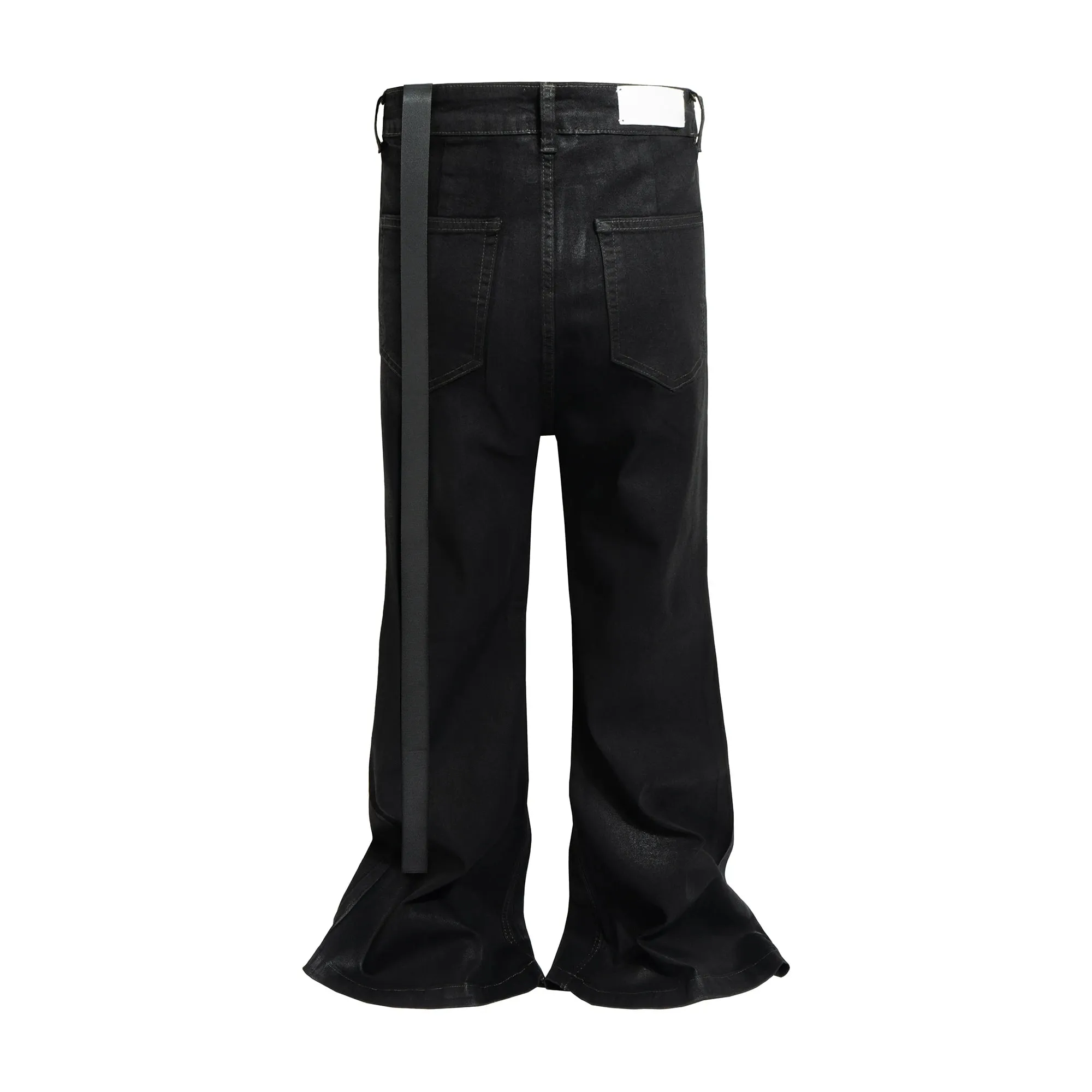 Vintage batikovaný povlak Černé džíny Slim Fit Flare Pružnost Strečová stuha Y2k Streetwear Neformální džíny Skinny Bell Bottom — image 4