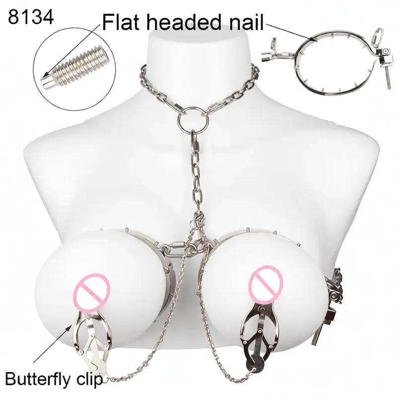 Stainless Steel Breast Bondage Chest Clamp Nipples Massager Strapon Metal Bra Nipple Teating BDSM Sex Toys For Women Men