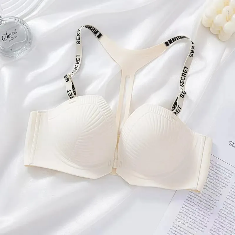 2025 Seamless Backless Front Closure Push up Bra with Y-shaped Letter Straps Anti-Sagging for Women Sexy Lingerie