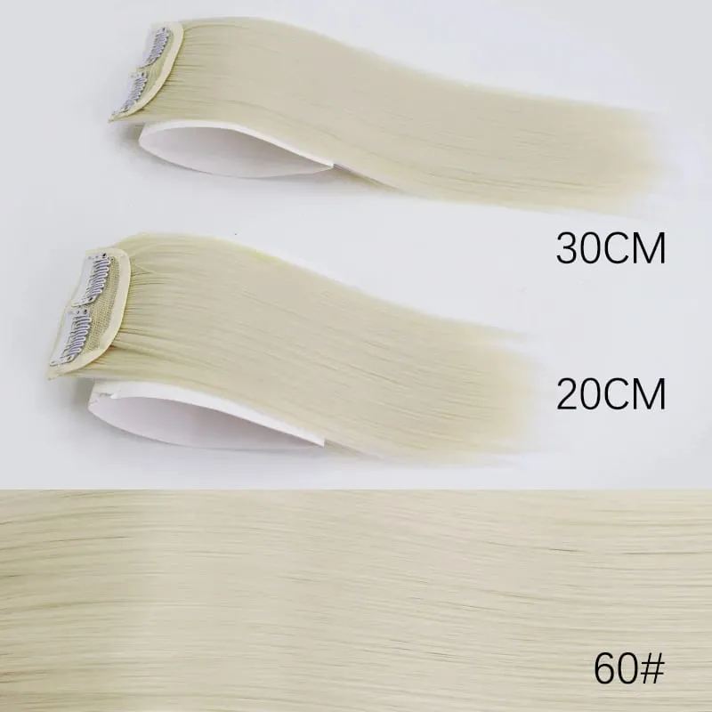 Sintetik 20sm/30sm Pad Lurus Tidak Kelihatan Klip Dalam Satu Keping Sambungan Rambut Penutup Sisi Atas Potongan Rambut Gebu Untuk Wanita