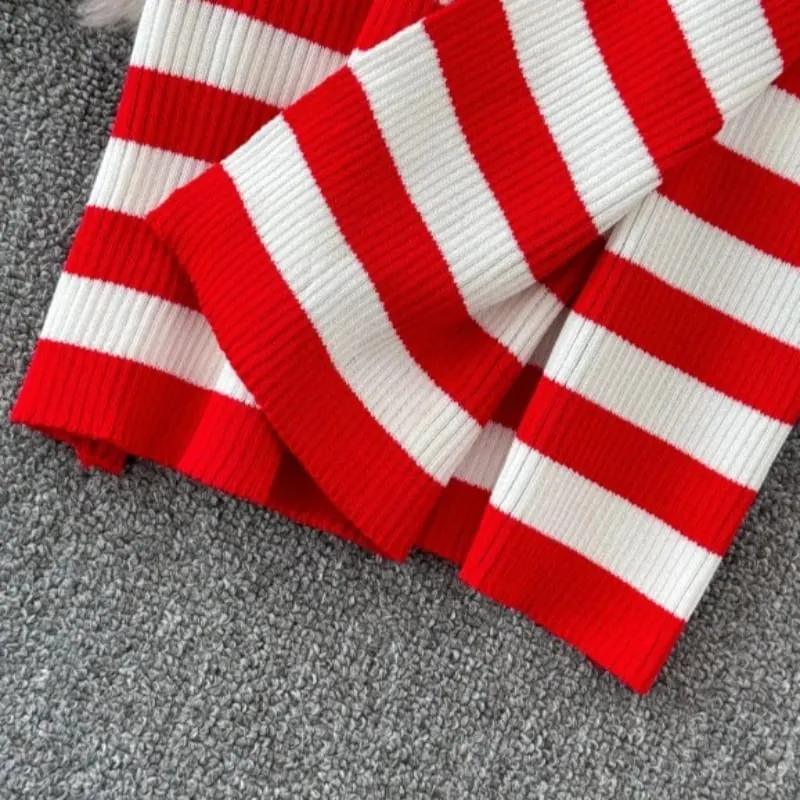 Red Black Striped Spaghetti Strap Maxi Dress Women's Stretchy Knit Bodycon Long Dress Sexy Summer Beach Party Dress Outfits — image 6
