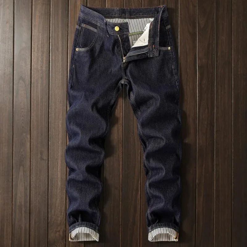 2025New Japanese Style Color Jeans Men High-End Trendy Retro Washed Casual Slim Straight Spring and Autumn Pants