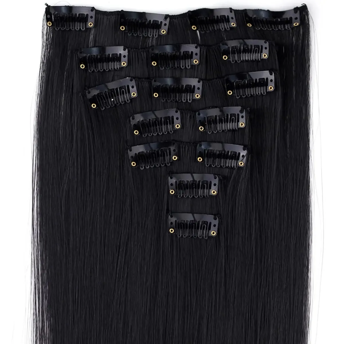 7pcs Full Head Clip-In Hair Extensions Suitable for Women - 20"/50cm Long Straight Synthetic Hair with 150g Total Volume — image 6