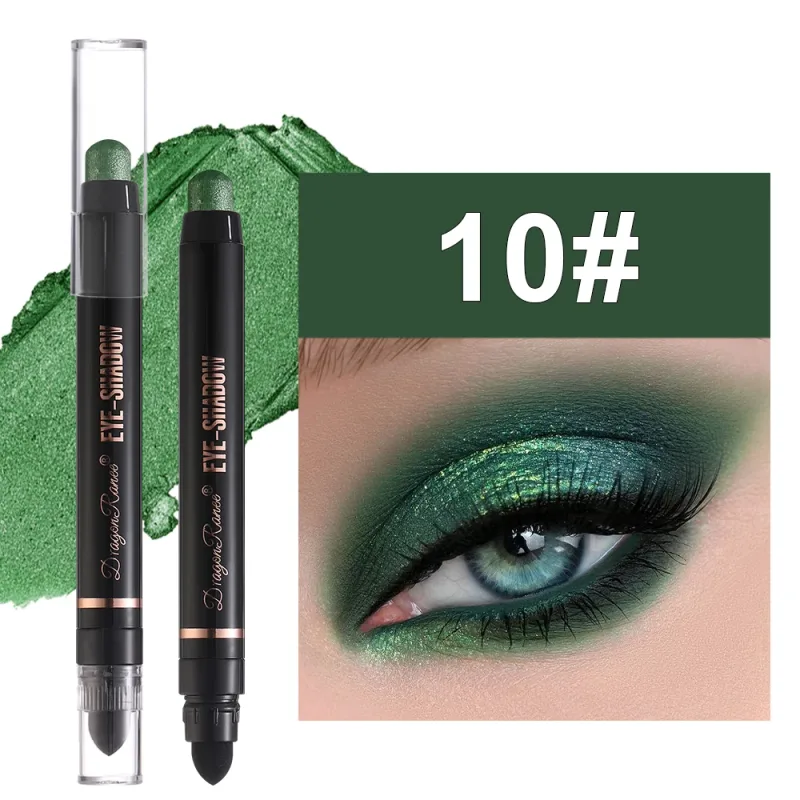 Double Head Pearlescent Eyeshadow Pencil Waterproof Glitter Metallic Blue Green Eye Shadow Makeup Pigment White Eyes Highlighter — image 8