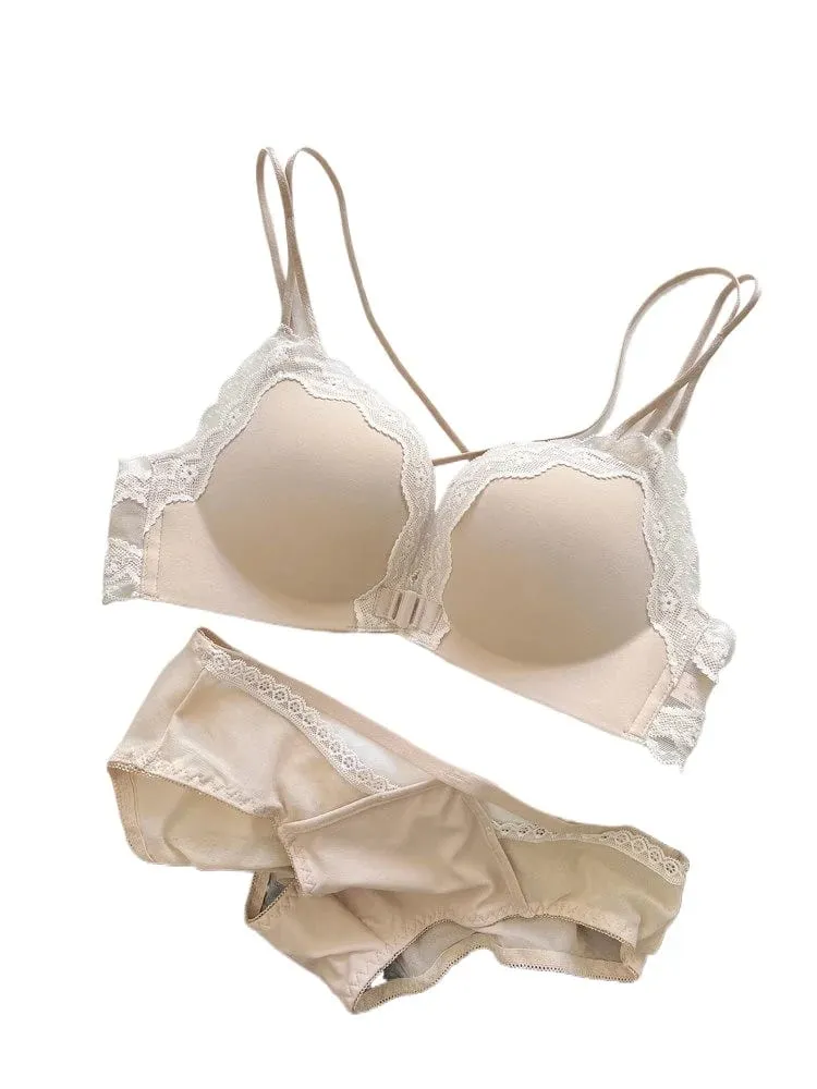 Pink Leopard Front Closure Bra Set Victoria Style Wireless Bra Push Up Enhance Bust 매력적인 Back Design for Small Bust Women — image 6