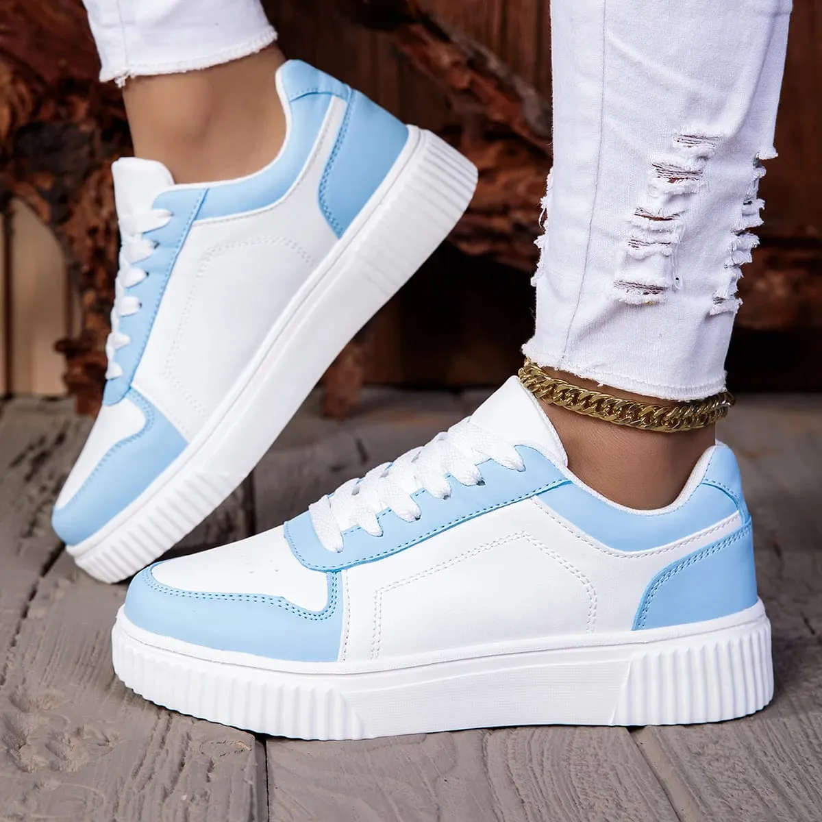 Unisex Sneakers New Arrival Large Size Classic Retro Men's Sports Skate Shoes White Thick-Soled Tennis Shoes Solid Col — image 4