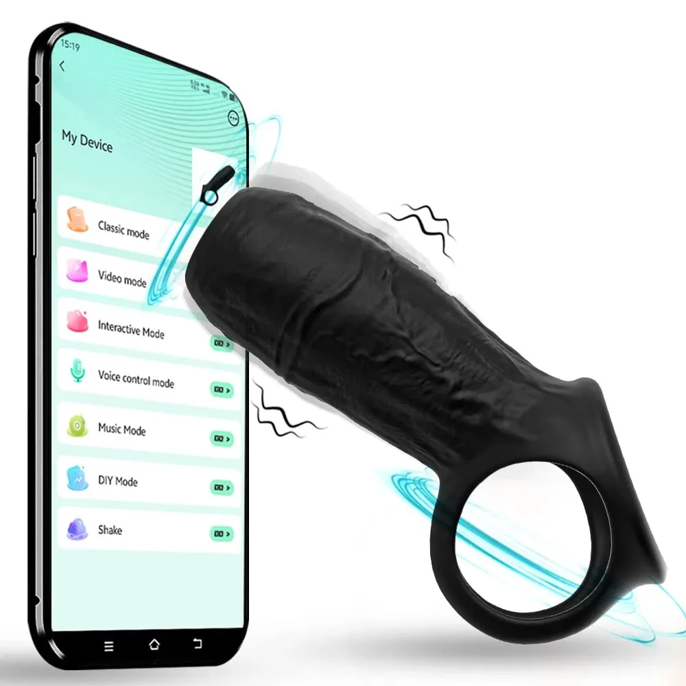 Vibrating Penis Sleeve Cock Ring Penis Ring Vibrator Penis Extender G Spot Stimulation Male Couples Adult Sex Toys for Men — image 1