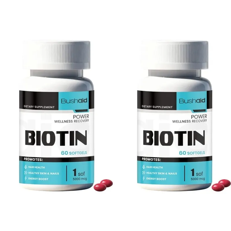 Bushaid Biotin 5000mcg Softgels Hair Skin Nails Vitamin B7 Keratin Support Energy Non-GMO Gluten Free 60 Softgels 60 Day — image 9