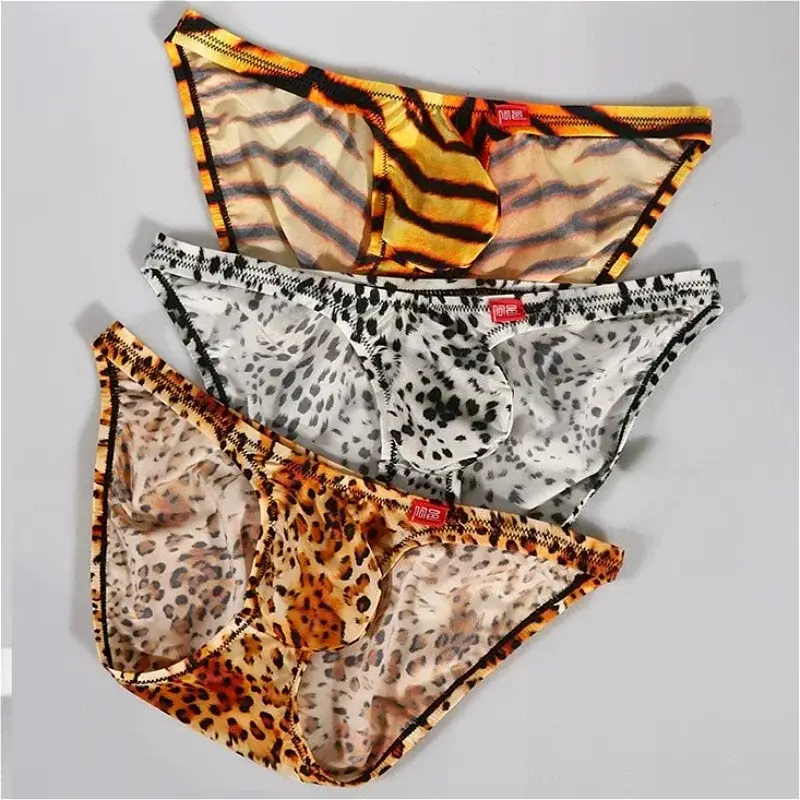 Leopard Ice Silk Mens Sexy Underwear Ultra-thin Silky Convex Pouch Briefs Smooth Man Panties Breathable Low Waist Men Underpants — image 12