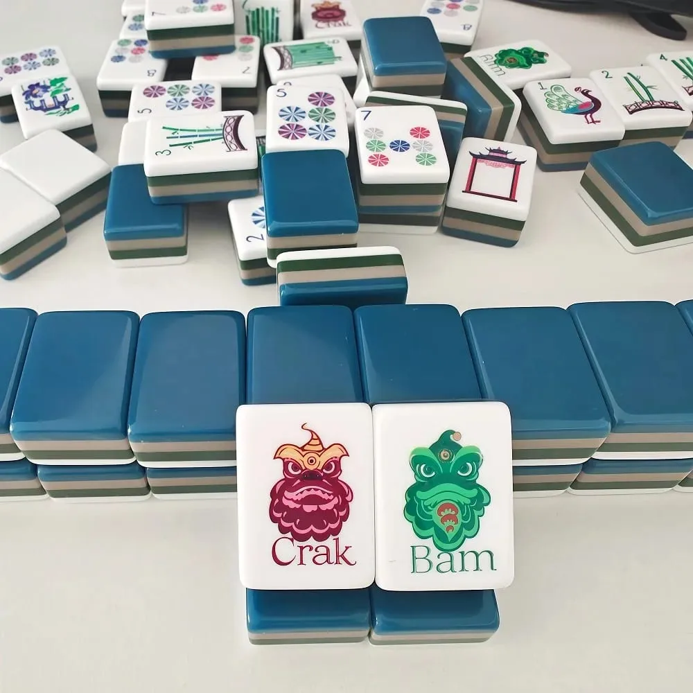 Customizable American Mahjong Sets 160 Tiles 4-Layer Acrylic Mah Jongg Surprise Gifts Mahjong Portable Travel Family Party Games