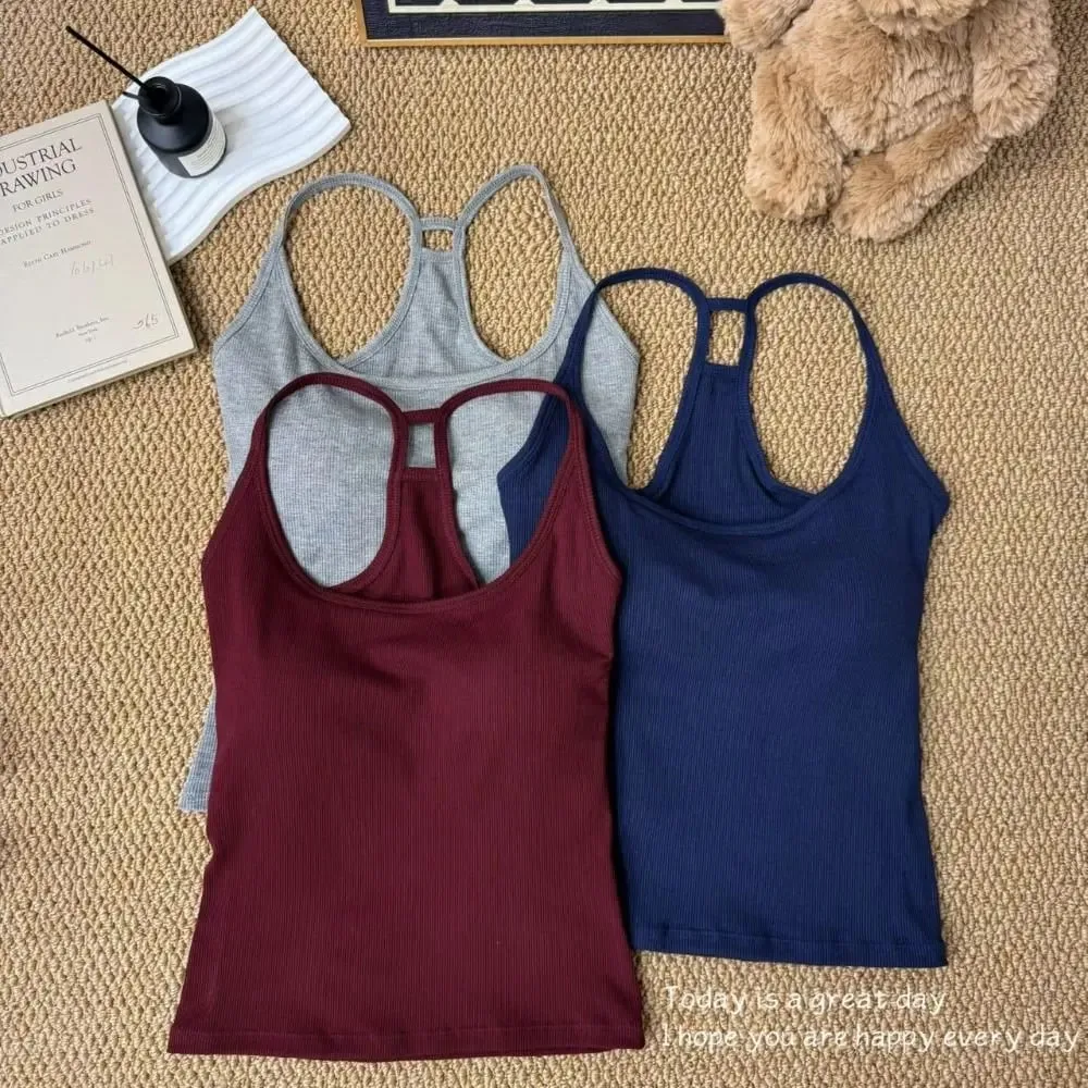 Casual U Neck Summer Tank Tops Sleeveless With Pad Fitted Tops Camisoles Slim Vest Corset for Women — image 3