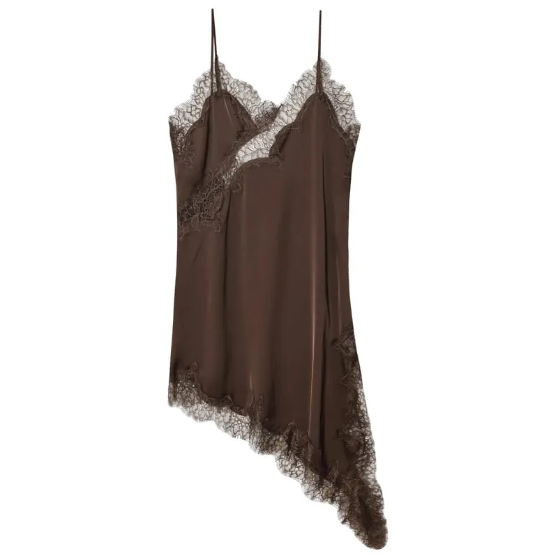 2025 Women's Lace Asymmetric Dress Sexy Midi Slip Dress Chic Sleeveless Backless Vestido Luxury Women's Elegant Party Dress — image 9