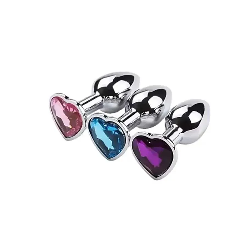 5 Sizes Stainless Steel Crystal Heart Anal Plug Removable Butt Plug Stimulator Prostate Massager Anal Sex Toys Dildos — image 1