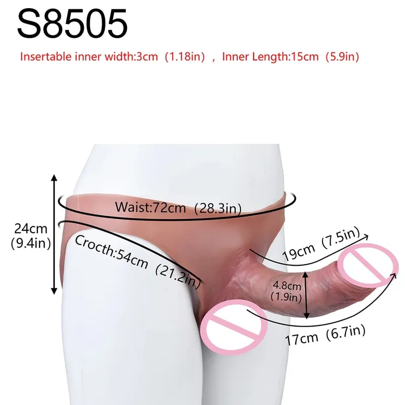 Large Hollow Dildo Premium Silicone Pants Wearable Hyper Realistic Insertable Penis Cover Adult Intimate Wearable Toys — image 14